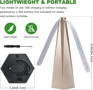 Fly Fans for Tables Fly Repellent for Outdoor Bug Fan Fly Repellent USB Charging Fan and Bugs Fly for Indoor Fly Insect Traps Fan Keep Flies and Bugs Zap Perfor Table Patio Fly Fans Deterrent (Gold)