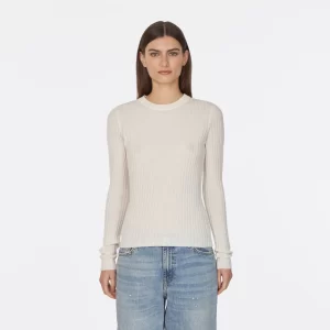 Autumn Cashmere Rib Crew in Chalk