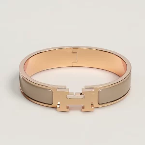 Hermes Clic H Bracelet (Marron Glacé in Rose Gold)