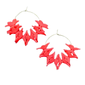 Holst + Lee Floral Hoop Earrings Red