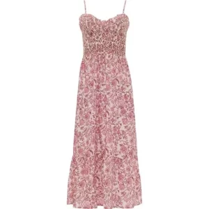 Anna Cate Collection Willow Midi Dress in Hot Pink and White