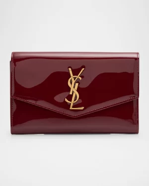 YSL Wallet on Chain in Patent Leather Grenade