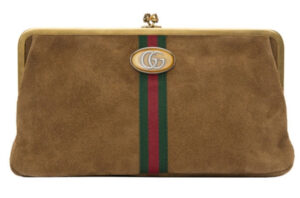 Gucci Ophidia Kisslock Frame Clutch Suede Medium