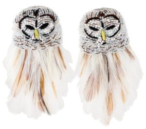 MIGNONNE GAVIGAN Bead & Feather White Owl Earrings